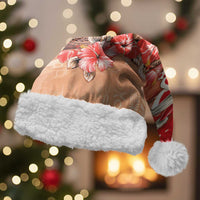 Hawaii Funny Christmas Santa Hat Santa Surfing With Tapa Pattern - Polynesian Pride