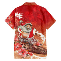 Hawaii Funny Christmas Family Matching Long Sleeve Bodycon Dress and Hawaiian Shirt Santa Surfing With Tapa Pattern - Polynesian Pride