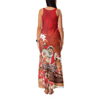 Hawaii Funny Christmas Family Matching Tank Maxi Dress and Hawaiian Shirt Santa Surfing With Tapa Pattern - Polynesian Pride