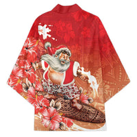 Hawaii Funny Christmas Kimono Santa Surfing With Tapa Pattern LT05 - Polynesian Pride