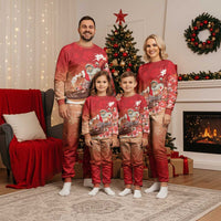 Hawaii Funny Christmas Pajama Set Santa Surfing With Tapa Pattern LT05 - Polynesian Pride