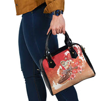 Hawaii Funny Christmas Shoulder Handbag Santa Surfing With Tapa Pattern LT05 - Polynesian Pride