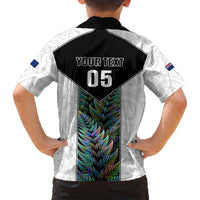 Custom New Zealand Fern Rugby Family Matching Short Sleeve Bodycon Dress and Hawaiian Shirt World Cup 2023 Paua Shell Maori Pattern LT05 - Polynesian Pride