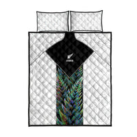 New Zealand Fern Rugby Quilt Bed Set World Cup 2023 Paua Shell Maori Pattern LT05 White - Polynesian Pride