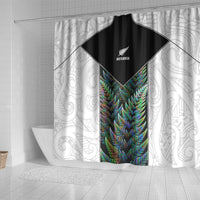New Zealand Fern Rugby Shower Curtain World Cup 2023 Paua Shell Maori Pattern LT05 - Polynesian Pride