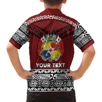 Personalised Tonga Constitution Day Family Matching Off The Shoulder Long Sleeve Dress and Hawaiian Shirt Tongan Kupesi Ngatu Pattern