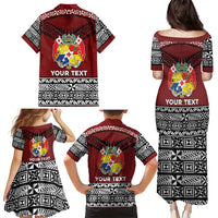 Personalised Tonga Constitution Day Family Matching Puletasi and Hawaiian Shirt Tongan Kupesi Ngatu Pattern