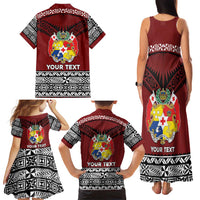 Personalised Tonga Constitution Day Family Matching Tank Maxi Dress and Hawaiian Shirt Tongan Kupesi Ngatu Pattern