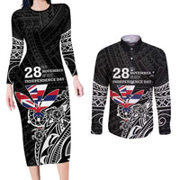 Hawaii November 28th Is My Independence Day Couples Matching Long Sleeve Bodycon Dress and Long Sleeve Button Shirt