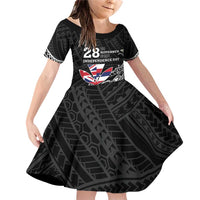 Hawaii November 28th Is My Independence Day Family Matching Off Shoulder Short Dress and Hawaiian Shirt LT05 Daughter's Dress Black - Polynesian Pride