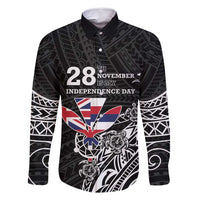 Hawaii November 28th Is My Independence Day Family Matching Summer Maxi Dress and Hawaiian Shirt LT05 Dad's Shirt - Long Sleeve Black - Polynesian Pride