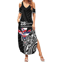 Hawaii November 28th Is My Independence Day Family Matching Summer Maxi Dress and Hawaiian Shirt LT05 Mom's Dress Black - Polynesian Pride