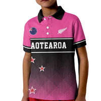 Custom New Zealand Women Cricket Kid Polo Shirt Pink Simple Style LT05 Kid Pink - Polynesian Pride