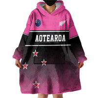 Custom New Zealand Women Cricket Wearable Blanket Hoodie Pink Simple Style LT05 - Polynesian Pride