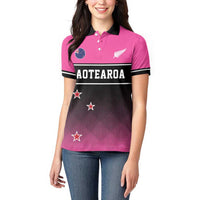 Custom New Zealand Women Cricket Women Polo Shirt Pink Simple Style LT05 - Polynesian Pride
