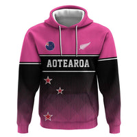 Custom New Zealand Women Cricket Zip Hoodie Pink Simple Style