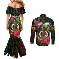 Vanuatu Couples Matching Mermaid Dress and Long Sleeve Button Shirt Be Strong Pray For Port Vila