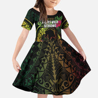 Vanuatu Family Matching Tank Maxi Dress and Hawaiian Shirt Be Strong Pray For Port Vila LT05 Daughter's Dress Black - Polynesian Pride