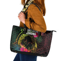 Vanuatu Leather Tote Bag Be Strong Pray For Port Vila LT05 Black - Polynesian Pride