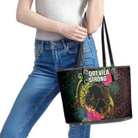 Vanuatu Leather Tote Bag Be Strong Pray For Port Vila LT05 - Polynesian Pride