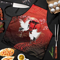 Hawaii and Japan Together Apron Polynesian Art Tattoo With Cranes And Sakura - Polynesian Pride