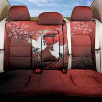 Hawaii and Japan Together Back Car Seat Cover Polynesian Art Tattoo With Cranes And Sakura - Polynesian Pride