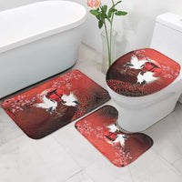 Hawaii and Japan Together Bathroom Set Polynesian Art Tattoo With Cranes And Sakura - Polynesian Pride