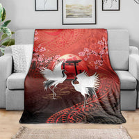 Hawaii and Japan Together Blanket Polynesian Art Tattoo With Cranes And Sakura - Polynesian Pride
