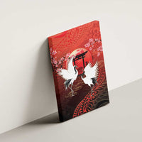 Hawaii and Japan Together Canvas Wall Art Polynesian Art Tattoo With Cranes And Sakura - Polynesian Pride