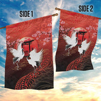Hawaii and Japan Together Garden Flag Polynesian Art Tattoo With Cranes And Sakura - Polynesian Pride