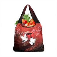 Hawaii and Japan Together Grocery Bag Polynesian Art Tattoo With Cranes And Sakura - Polynesian Pride