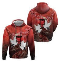 Hawaii and Japan Together Hoodie Polynesian Art Tattoo With Cranes And Sakura - Polynesian Pride