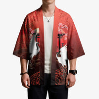 Hawaii and Japan Together Kimono Polynesian Art Tattoo With Cranes And Sakura - Polynesian Pride