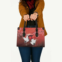 Hawaii and Japan Together Leather Bag Polynesian Art Tattoo With Cranes And Sakura - Polynesian Pride