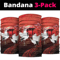 Hawaii and Japan Together Neck Gaiter Polynesian Art Tattoo With Cranes And Sakura - Polynesian Pride