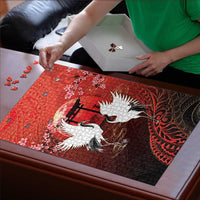 Hawaii and Japan Together Puzzle Polynesian Art Tattoo With Cranes And Sakura - Polynesian Pride