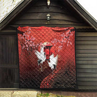 Hawaii and Japan Together Quilt Polynesian Art Tattoo With Cranes And Sakura - Polynesian Pride