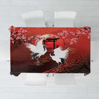 Hawaii and Japan Together Tablecloth Polynesian Art Tattoo With Cranes And Sakura - Polynesian Pride