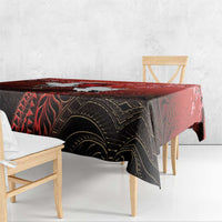 Hawaii and Japan Together Tablecloth Polynesian Art Tattoo With Cranes And Sakura - Polynesian Pride