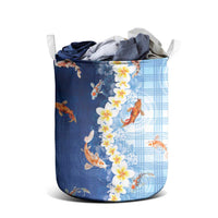 Hawaii And Japan Laundry Basket Plumeria Lei With Koi Fish Blue - Polynesian Pride