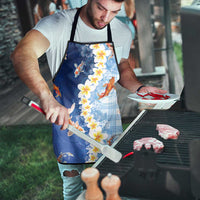 Hawaii And Japan Apron Plumeria Lei With Koi Fish Blue - Polynesian Pride