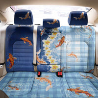 Hawaii And Japan Back Car Seat Cover Plumeria Lei With Koi Fish Blue - Polynesian Pride