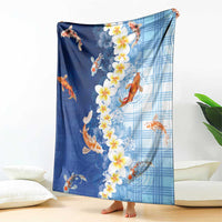 Hawaii And Japan Blanket Plumeria Lei With Koi Fish Blue - Polynesian Pride