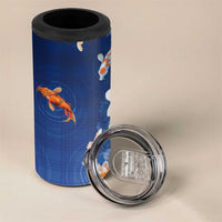 Hawaii And Japan 4 in 1 Can Cooler Tumbler Plumeria Lei With Koi Fish Blue - Polynesian Pride