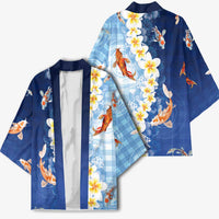 Hawaii And Japan Kimono Plumeria Lei With Koi Fish Blue - Polynesian Pride
