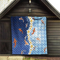 Hawaii And Japan Quilt Plumeria Lei With Koi Fish Blue - Polynesian Pride