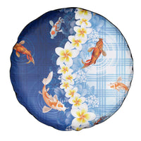 Hawaii And Japan Spare Tire Cover Plumeria Lei With Koi Fish Blue - Polynesian Pride