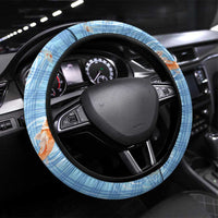 Hawaii And Japan Steering Wheel Cover Plumeria Lei With Koi Fish Blue - Polynesian Pride
