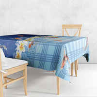 Hawaii And Japan Tablecloth Plumeria Lei With Koi Fish Blue - Polynesian Pride