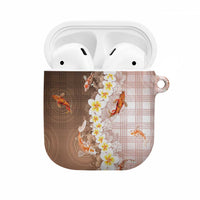 Hawaii And Japan AirPods Case Plumeria Lei With Koi Fish Beige - Polynesian Pride